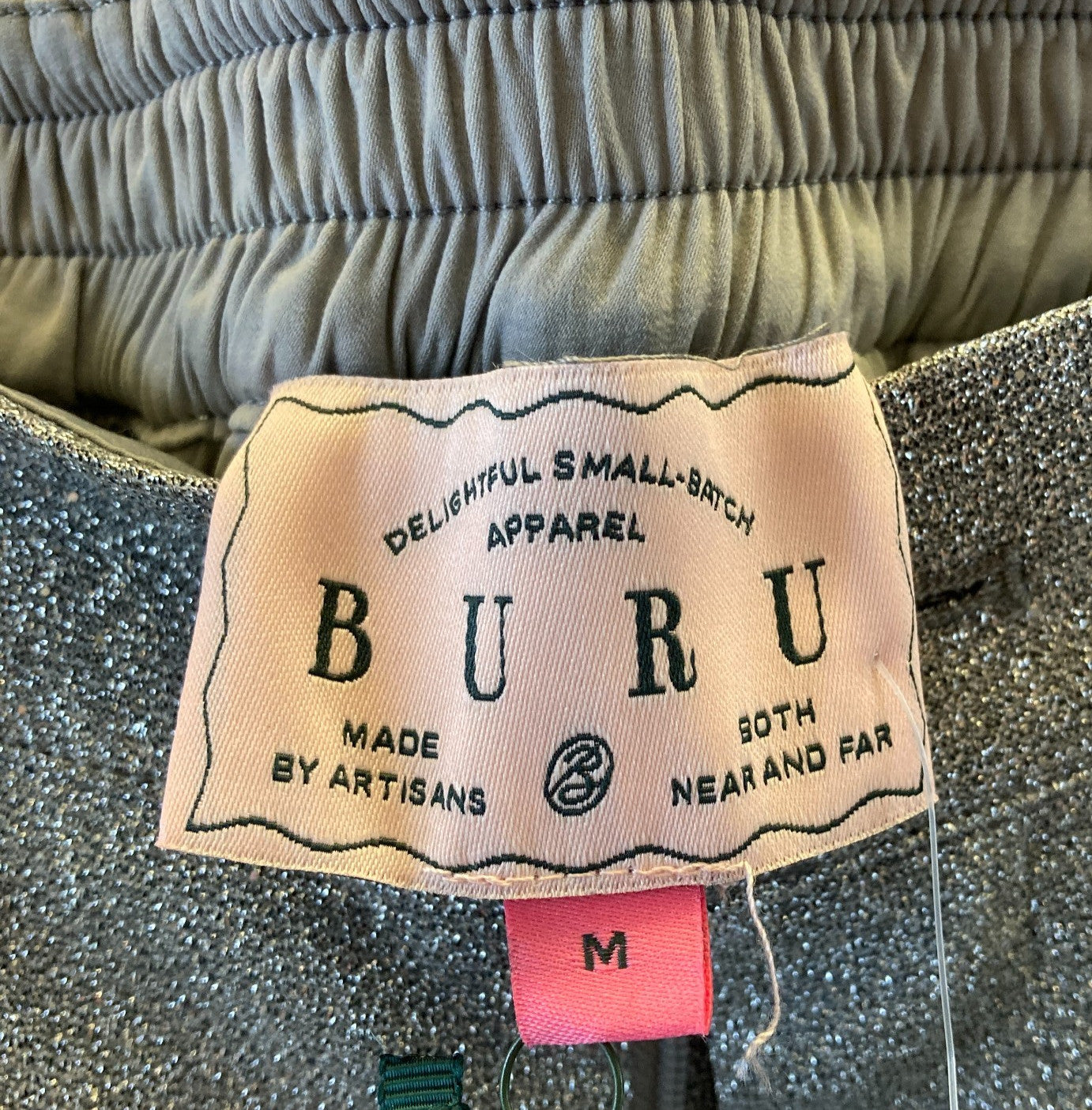 M - BURU Silver Metallic NEW Sparkle Trousers Womens Wide Leg Pants 0131AG