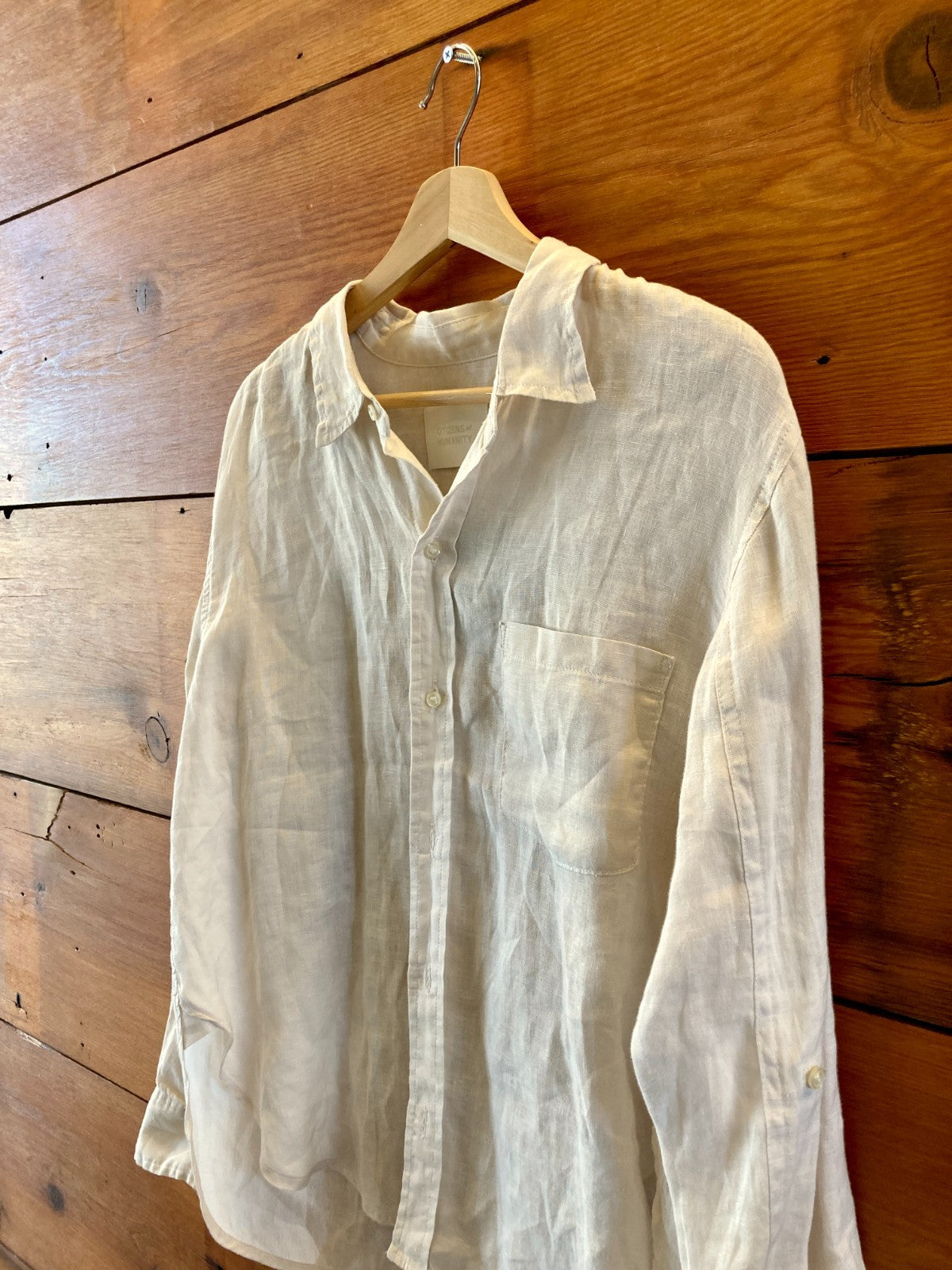 Citizens of Humanity $248 Kayla White Linen Button Up Shirt - Size M - 4427SC