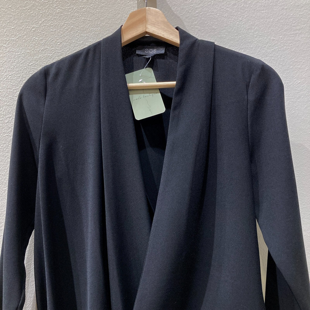 COS Black Asymmetrical Draped Long Sleeve Jacket - Size S - 0907FL