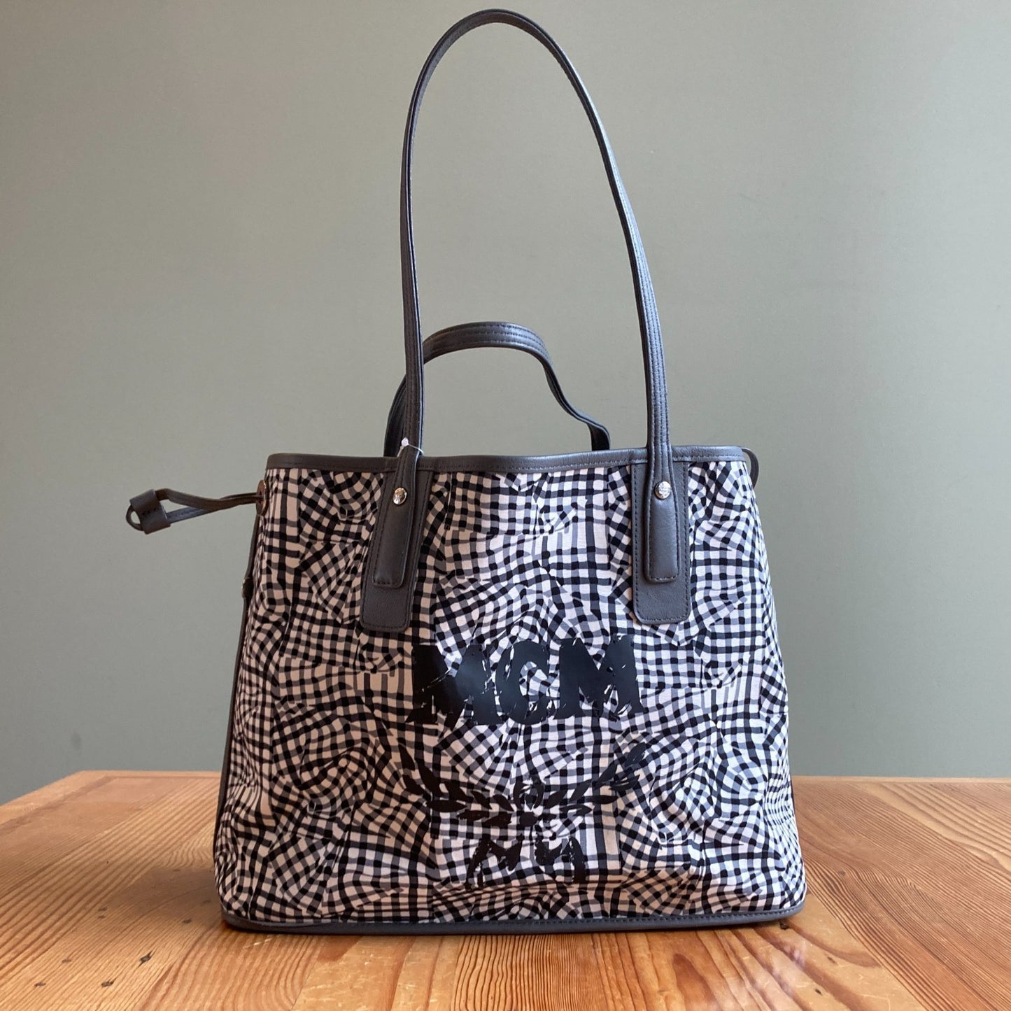 MCM Phantom Gray Leather Visetos Reversible Liz Tote Bag Purse 0420PH