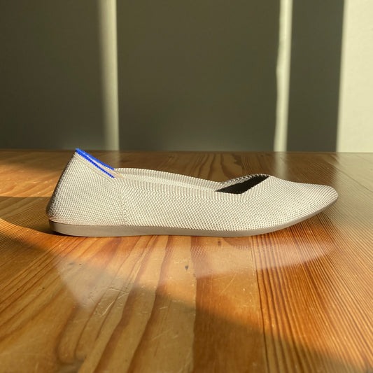 7.5 - Rothy's Light Gray Pointed Toe Flats Slip On Knit Comfort Shoes 0609CM