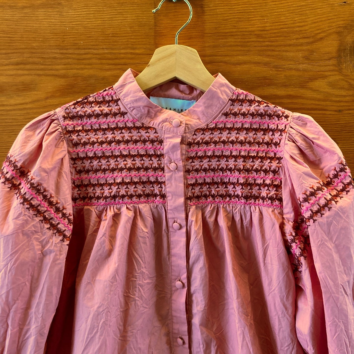 The Shirt by Rochelle Behrens Pink Embroidered Top - Size S - 1103ES