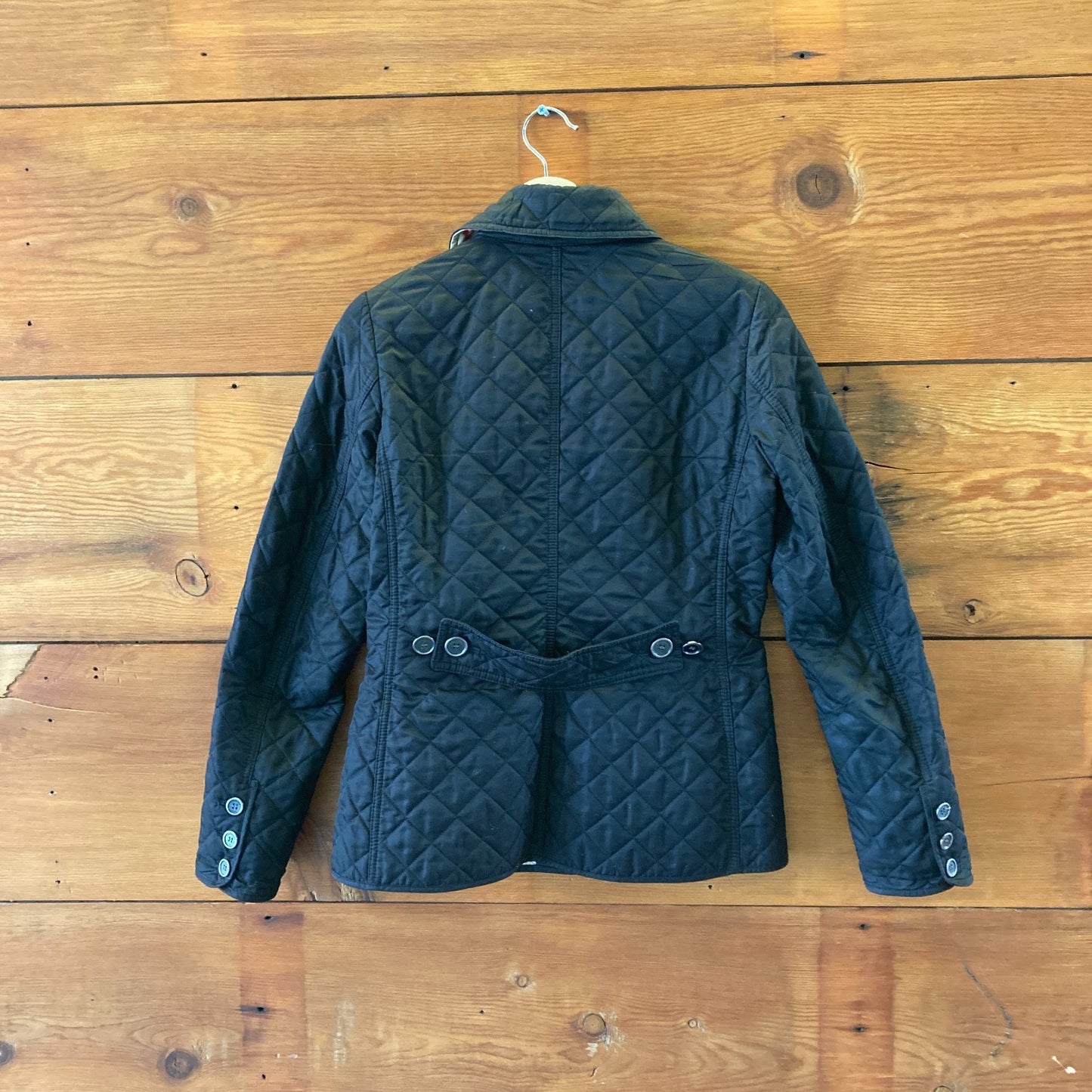 Burberry Brit Black Copford Quilted Button Front Jacket - Size S - 1103ES