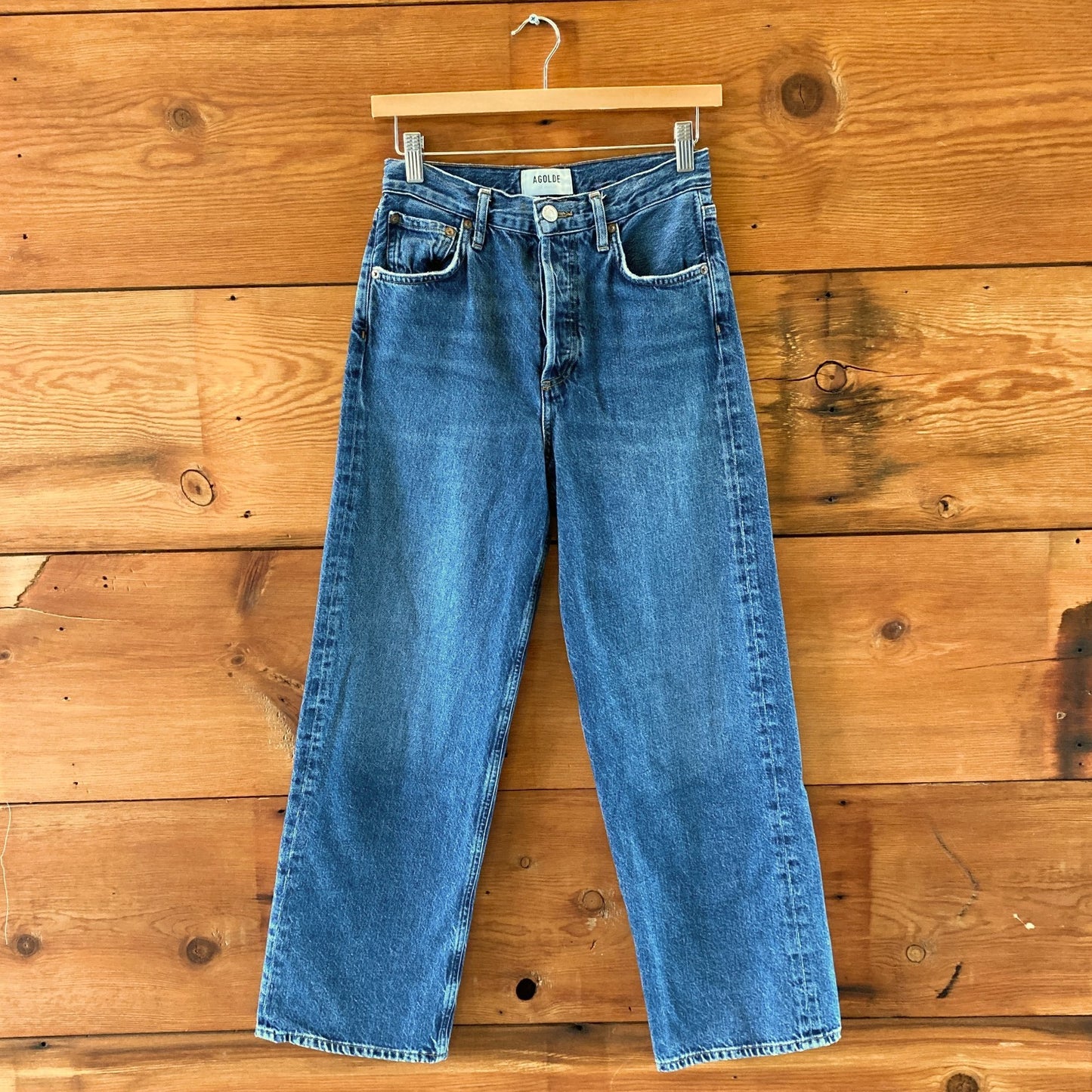 AGOLDE Medium Wash Ren Button Fly Wide Leg High Rise Jeans - Size 24 - 1022ED