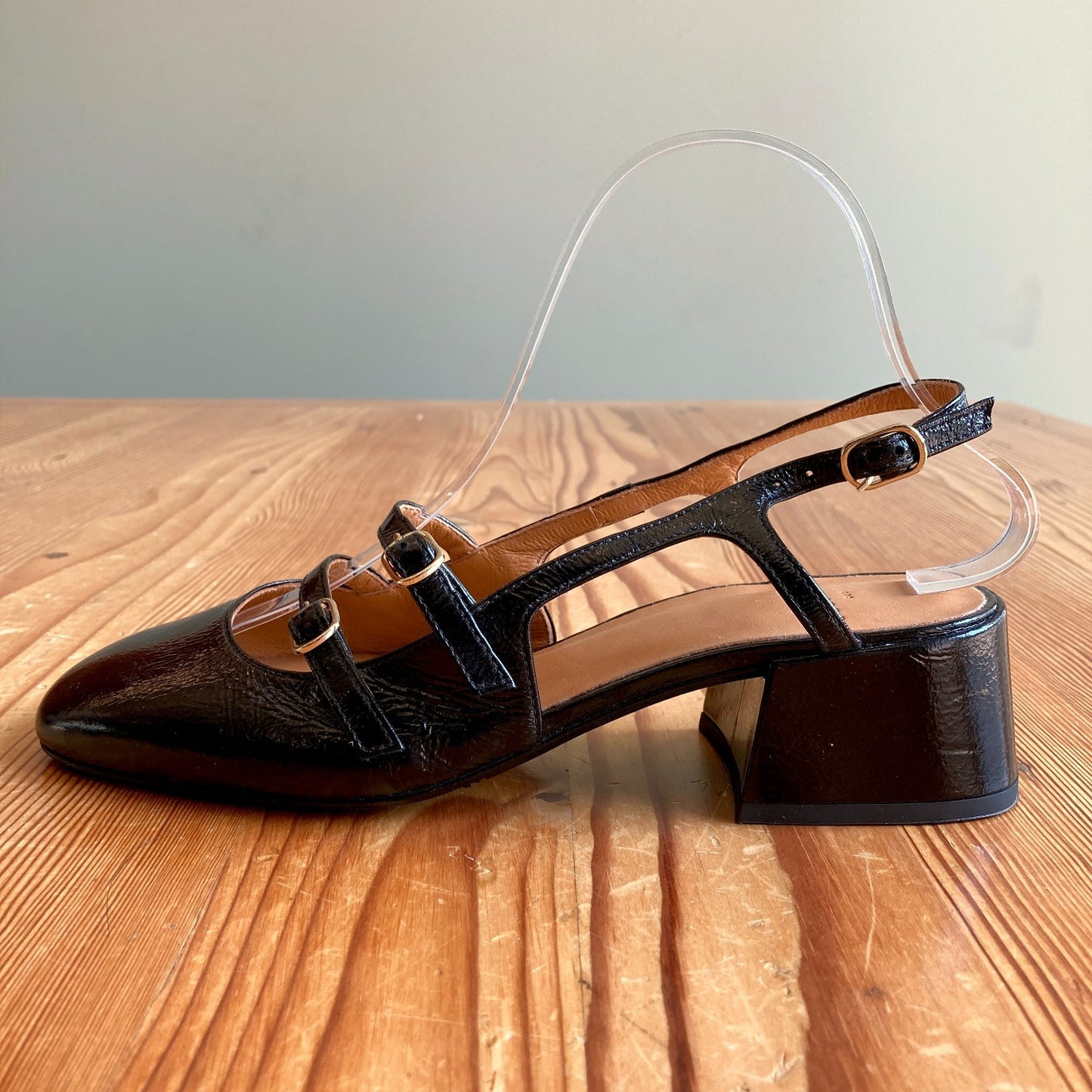 Sezane Black Patent Leather Paula Babies Slingback Shoes - Size 38 / 7 - 0708LG