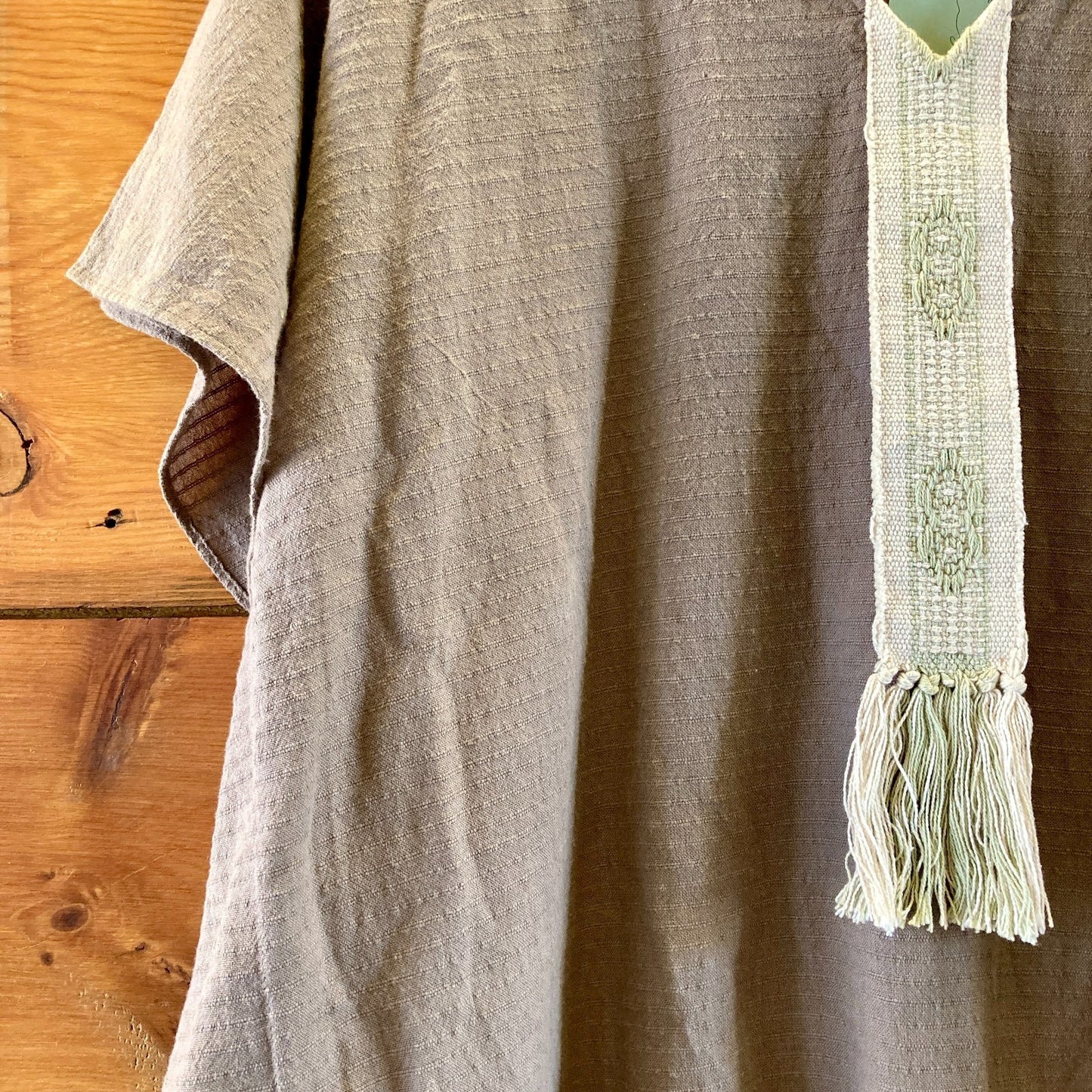 Mirth Light Brown V-Neck Caftan Woven Detail Dress - One Size - 0425KN