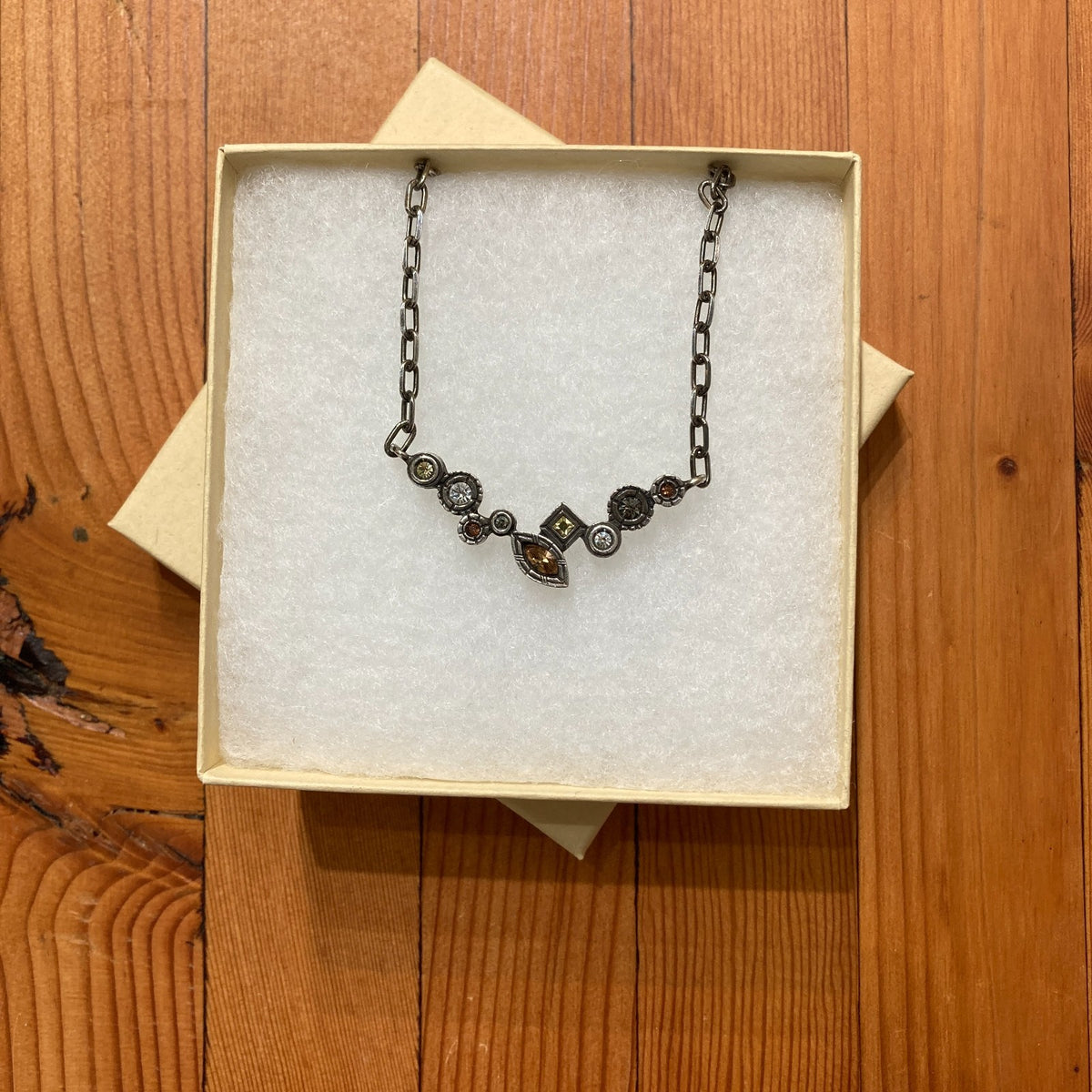 Patricia Locke Silver Swarovski Crystal Chain Link Necklace - NEW - 1107SS