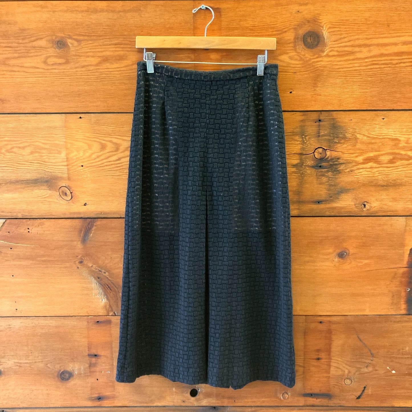 4 - Apiece Apart Black Woven Lace Midi Length Slit Front Back Skirt 0308KB