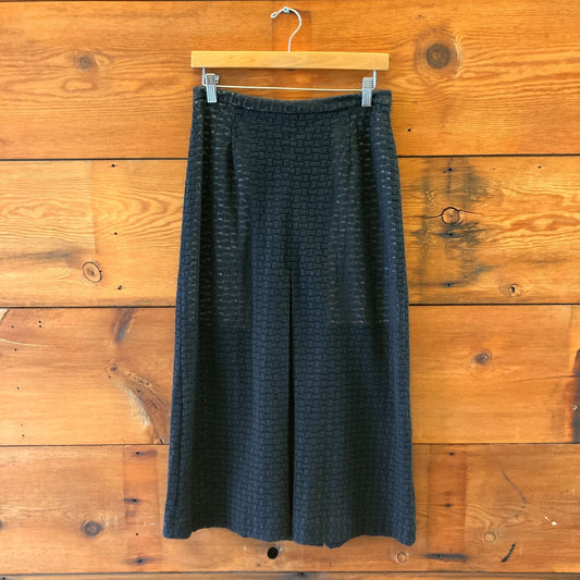 4 - Apiece Apart Black Woven Lace Midi Length Slit Front Back Skirt 0308KB