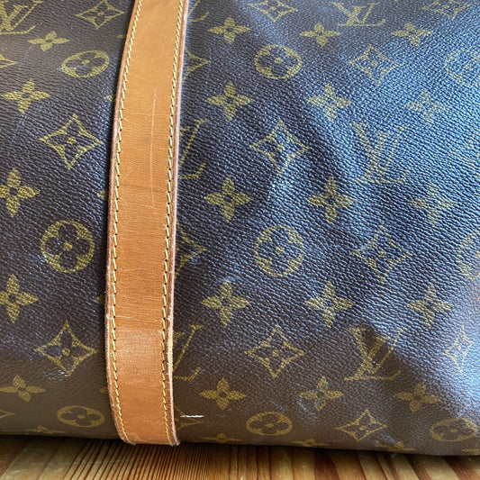 Louis Vuitton Brown Monogram Signature Canvas 1994 Keepall 55 Duffle Bag 1031LF