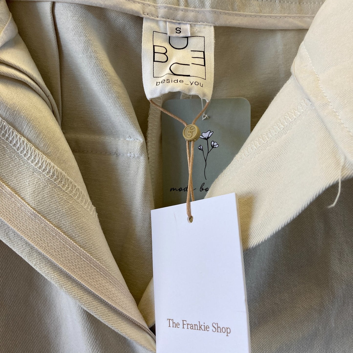 Beside You Frankie Shop Cream NEW $185 Carline Pants - Size S - 1112MH