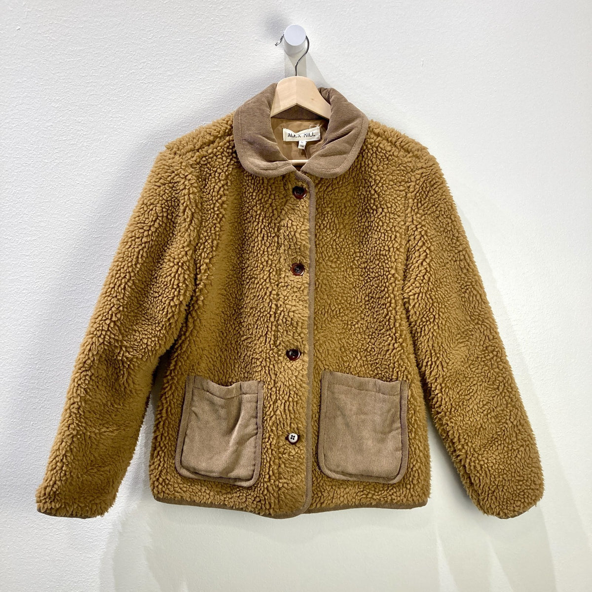 Alex Mill Tan Brown Sherpa Button Up Boxy Work Jacket Coat - Size S - 0606RO