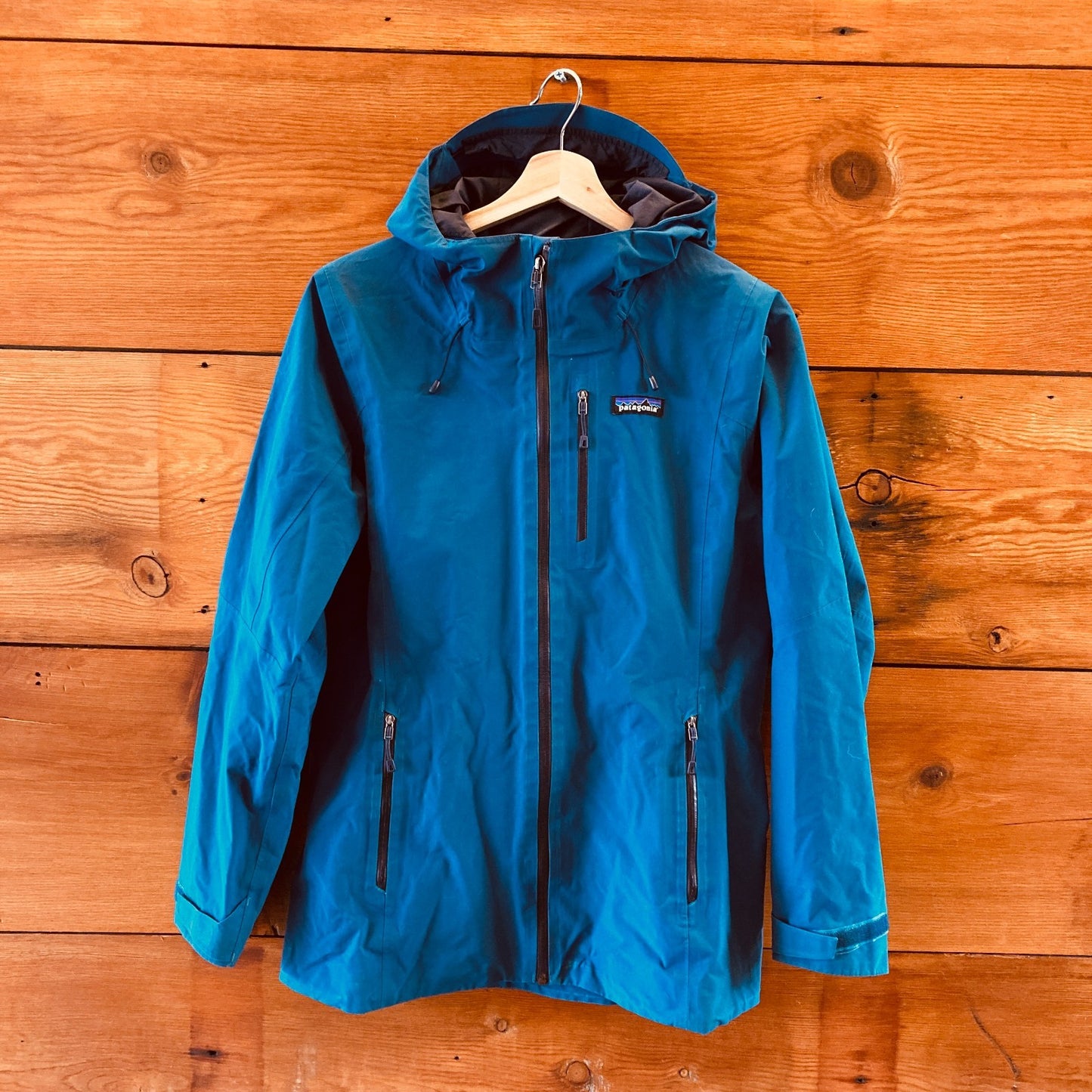 S - Patagonia Teal Blue Hooded Windsweep Hoody Seam Sealed Jacket 0926RE