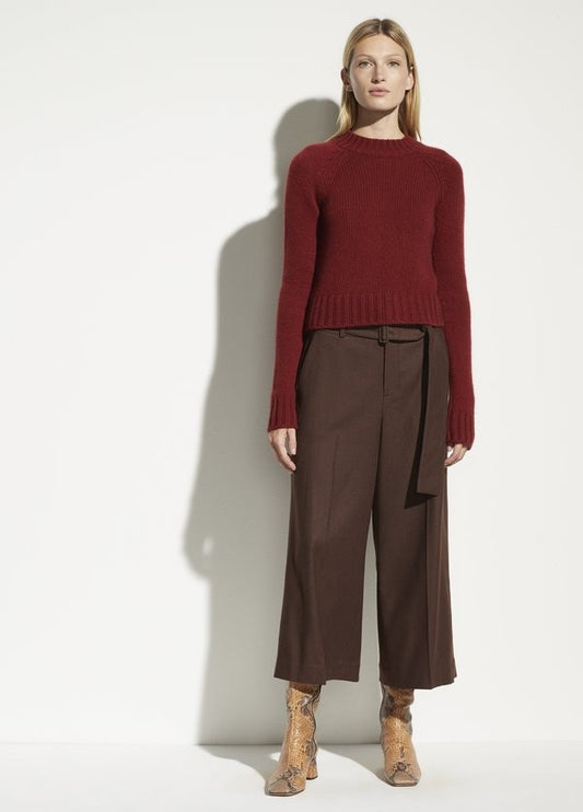 S - Vince $384 Burgundy Shrunken Mock Neck Cashmere Pullover Sweater 1217MA