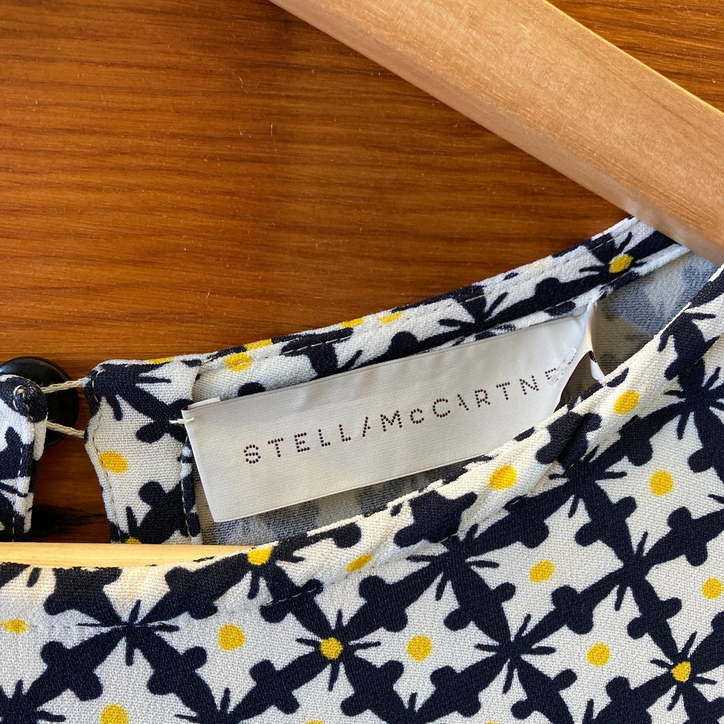 38 / M - Stella McCartney Navy White Yellow Print Short Sleeve Shirt 0508DK