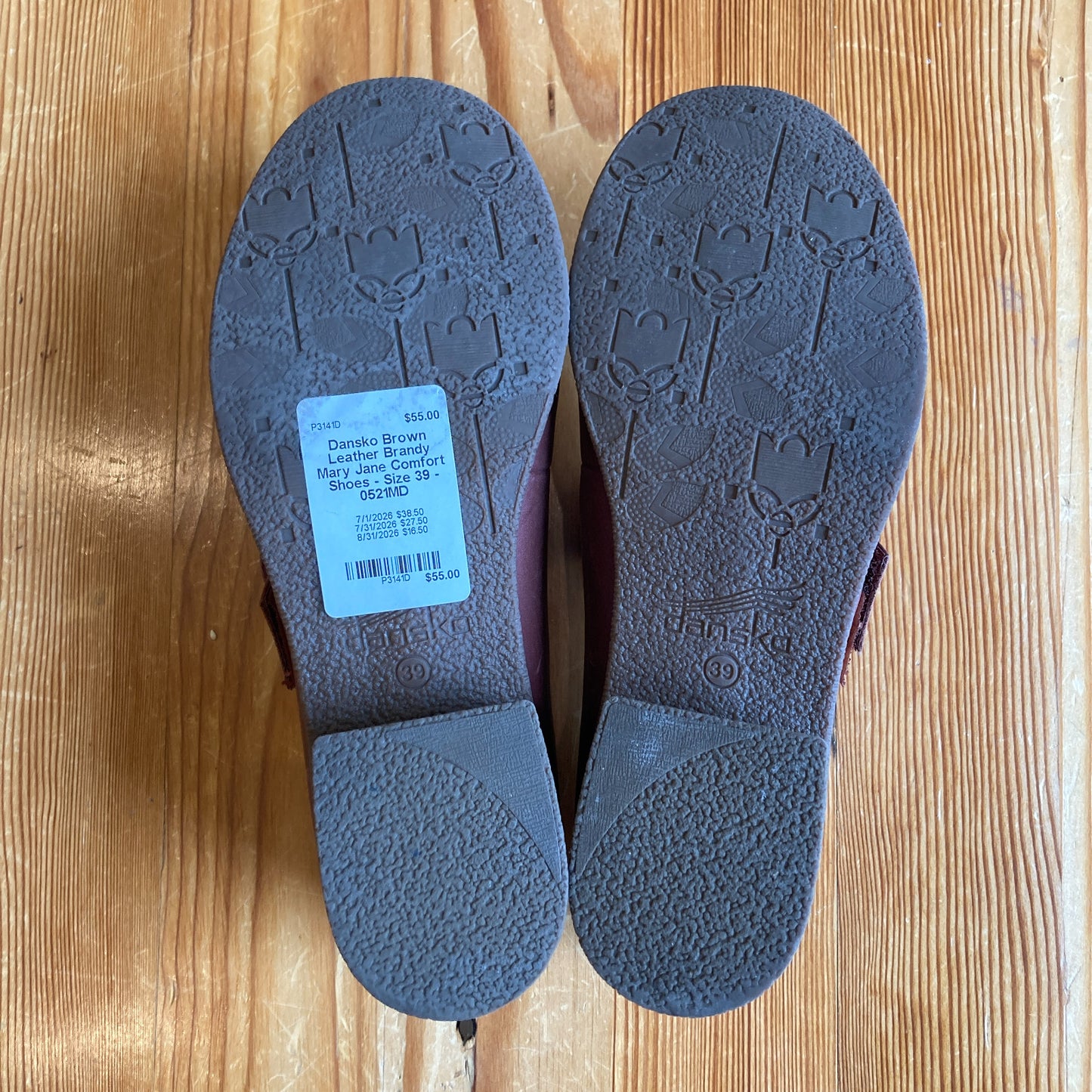 Dansko Brown Leather Brandy Mary Jane Comfort Shoes - Size 39 - 0521MD