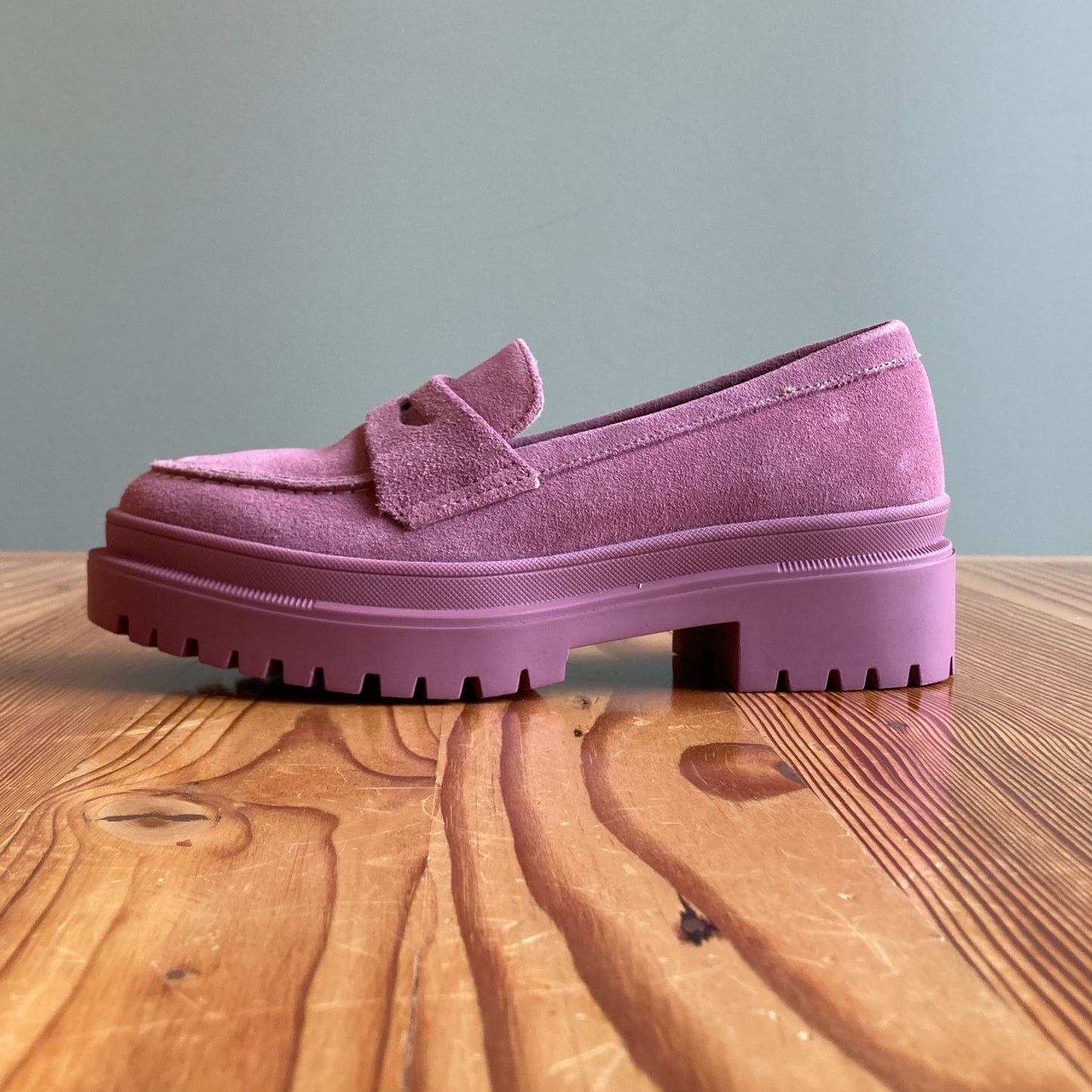 5.5 - Patina Pink Foxglove Suede Zoe Chunky Penny Loafer Shoes 0104KR