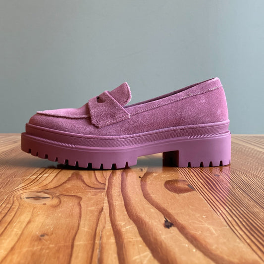 5.5 - Patina Pink Foxglove Suede Zoe Chunky Penny Loafer Shoes 0104KR