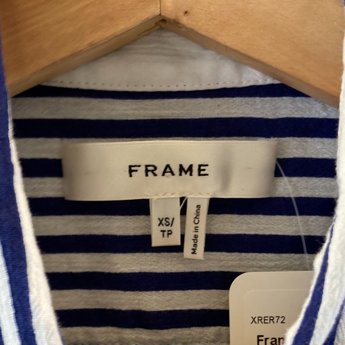Frame Blue White Stripe $348 Snap Placket Polo Shirt - Size XS - 0703SC