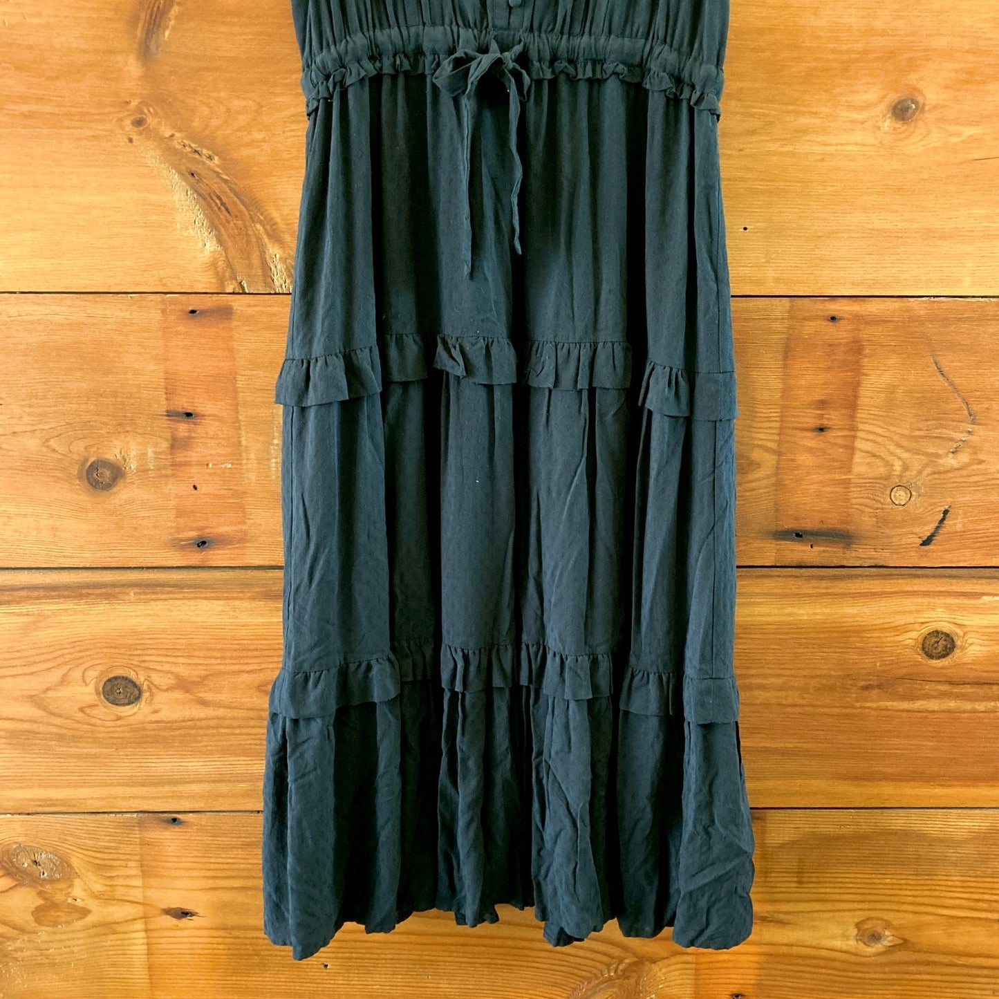 Paige Premium Black Tie Waist Tiered Maxi Length Dress - Size L - 0626RR