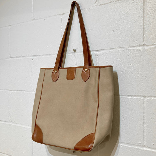 Ghurka Tan Canvas & Leather Original No. 162 Tote Bag Purse - 0210AM