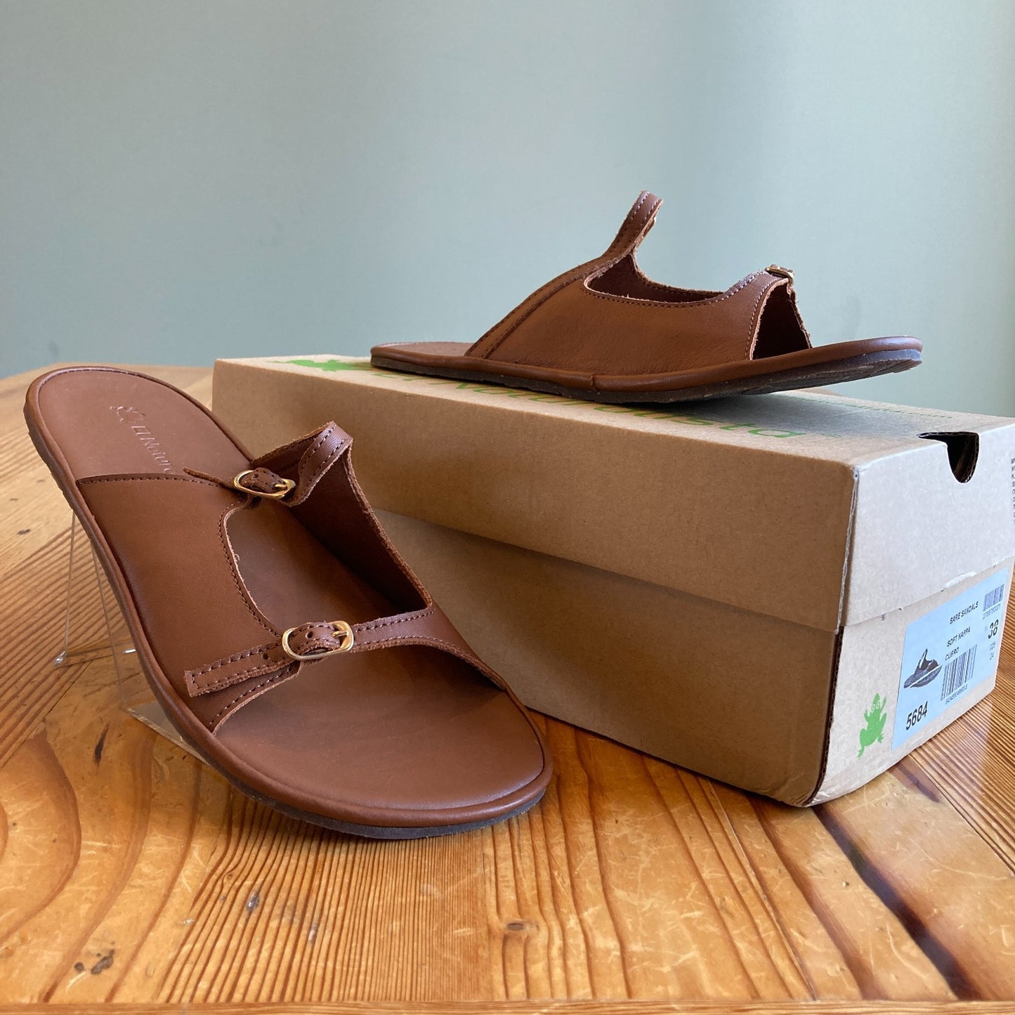 El Naturalista Brown Nappa Leather Bare Sandals NEW w/ Box - Size 38 - 0627LH
