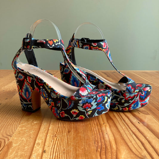 Loeffler Randall Floral Chunky Minette Platforms Heels - Size 8.5 - 0121CE