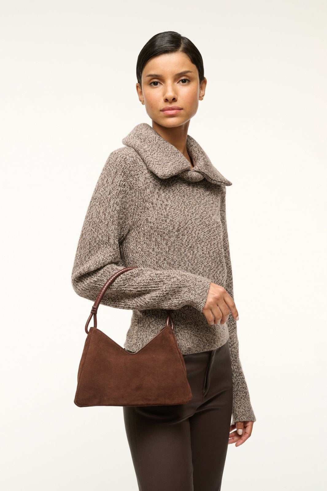 Staud $365 Mahogany Suede Leather Shoulder Bag Crossbody Purse EUC - 0317JF