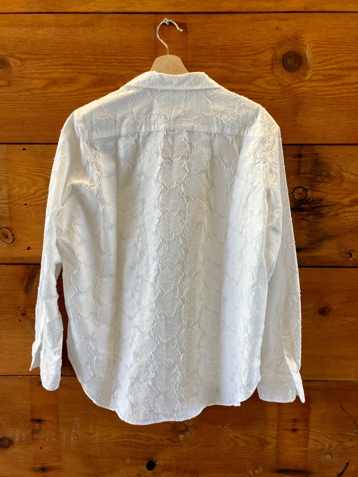 Frank & Eileen White Floral Textured 'Eileen' Button Up Shirt - Size M - 4427SC