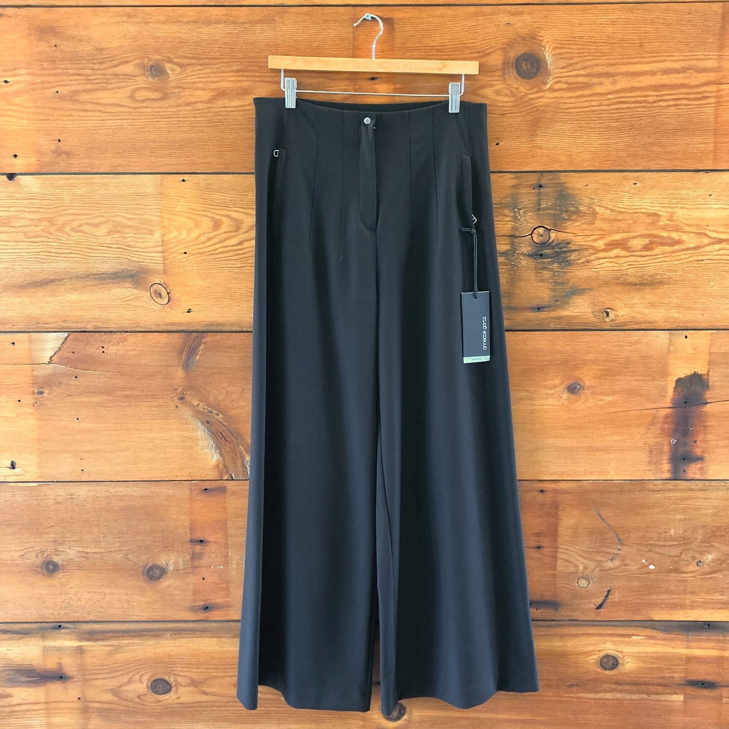 Annette Gortz $690 Black Vasco Wide Leg Trouser Pants - Sz 40 / M - NEW - 4427SC