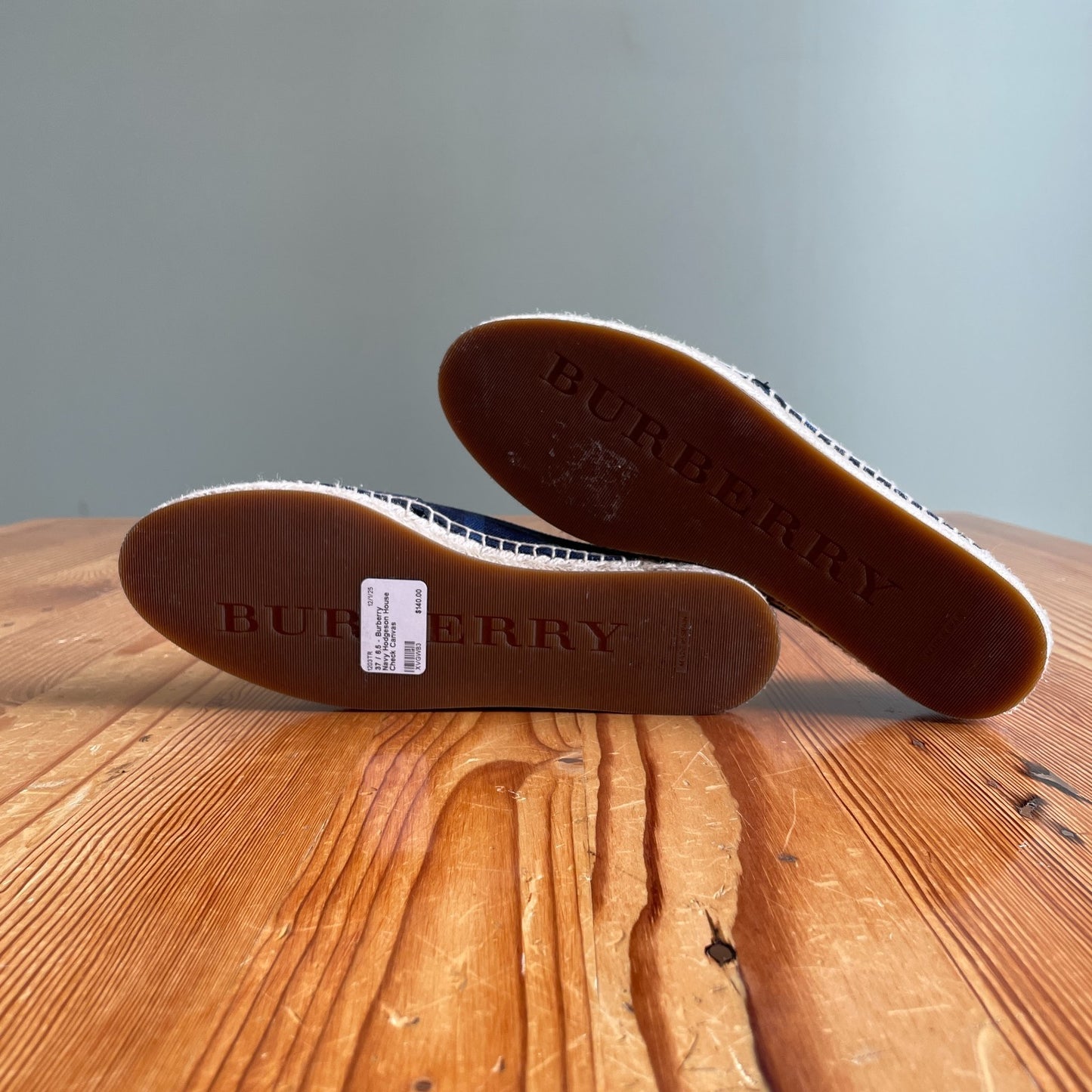 37 / 6.5 - Burberry Navy Hodgeson House Check Canvas Espadrilles Shoes 1203TR