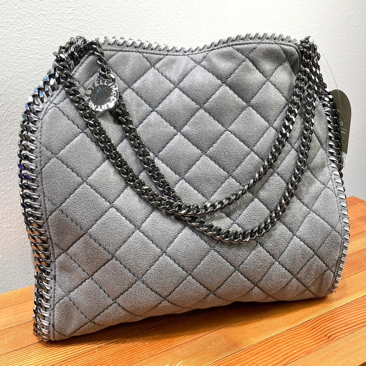 Stella McCartney $440 Gray Quilted Chain Strap Falabella Bag Purse - 1017SC
