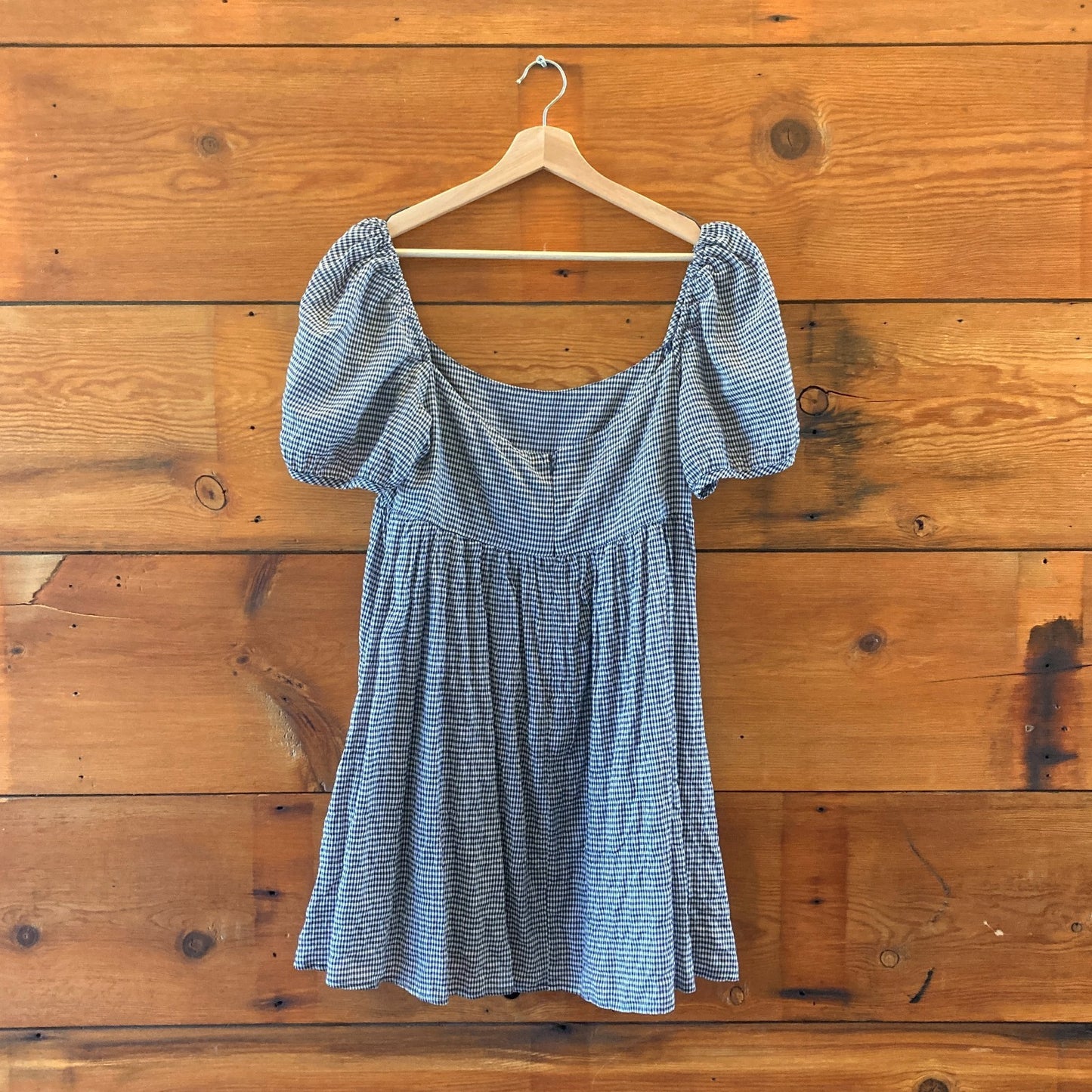 Ciao Lucia Navy & White Gingham Plaid Short Sleeve Dress - Size M - 1206TY