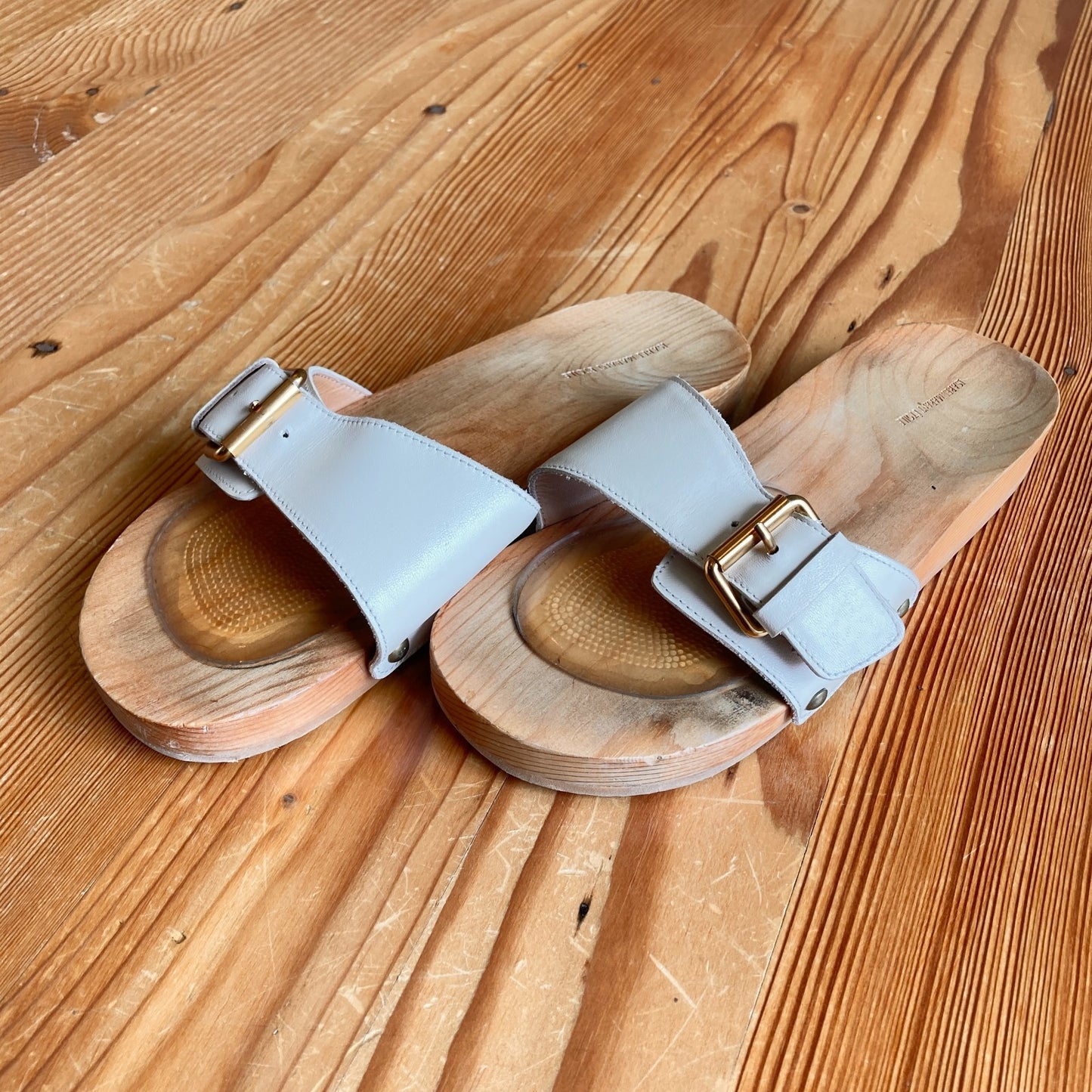 7 - Etoile Isabel Marant White Leather Wood Sole Tadley Sandals Shoes 0316CK