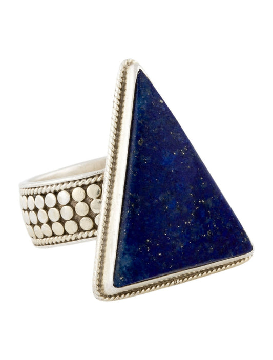 Anna Beck Sterling Blue Stone Triangle Cocktail Ring - Size 7 - NEW - 0716MD