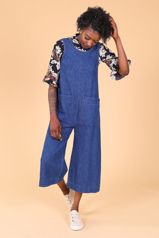 Ilana Kohn $297 Blue Sleeveless Milo Denim Jean Jumpsuit - Size S - 0504AK