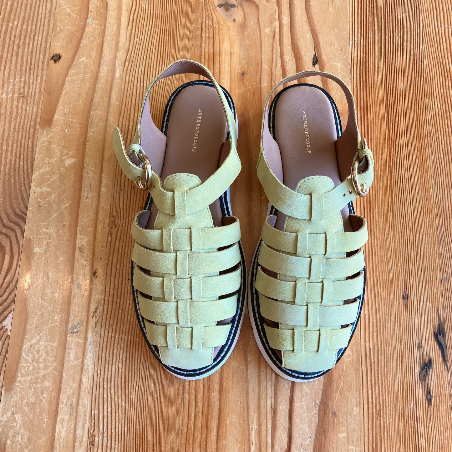 Anthropologie $125 Lime Green Fisherman Sandals w/ Box - Size 9 - NEW - 0327SM