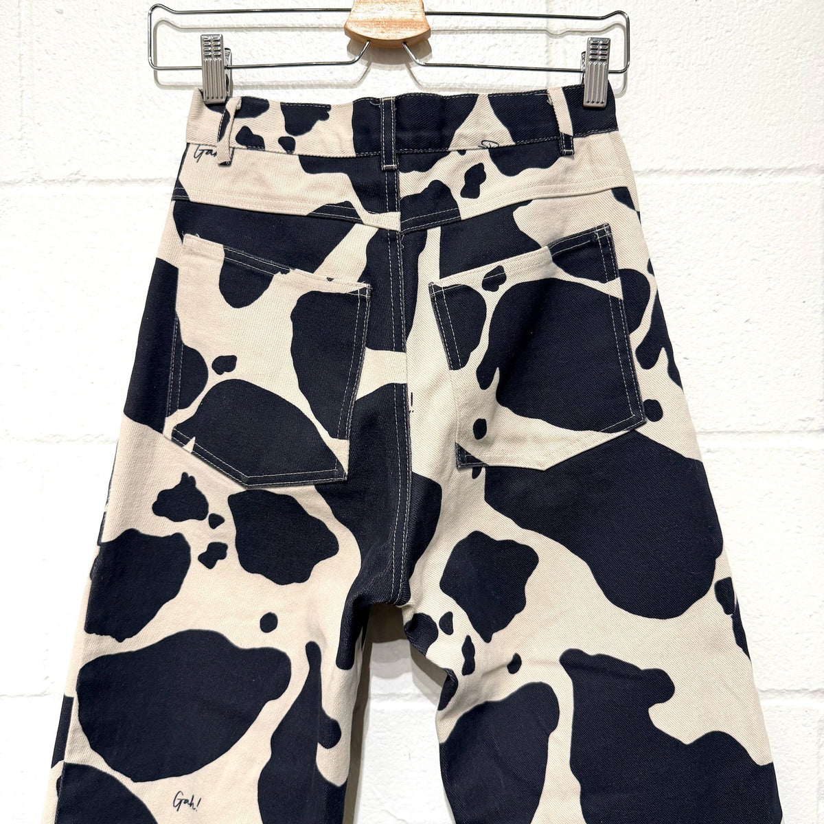 Lisa Says Gah $213 Black Cow Print Robyn High Waist Pants - Size 27 - 1201CC