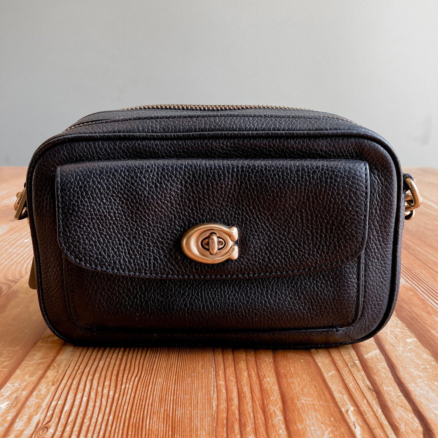 Coach Black Pebble Leather Willow Camera Bag Crossbody Purse - 0708LG