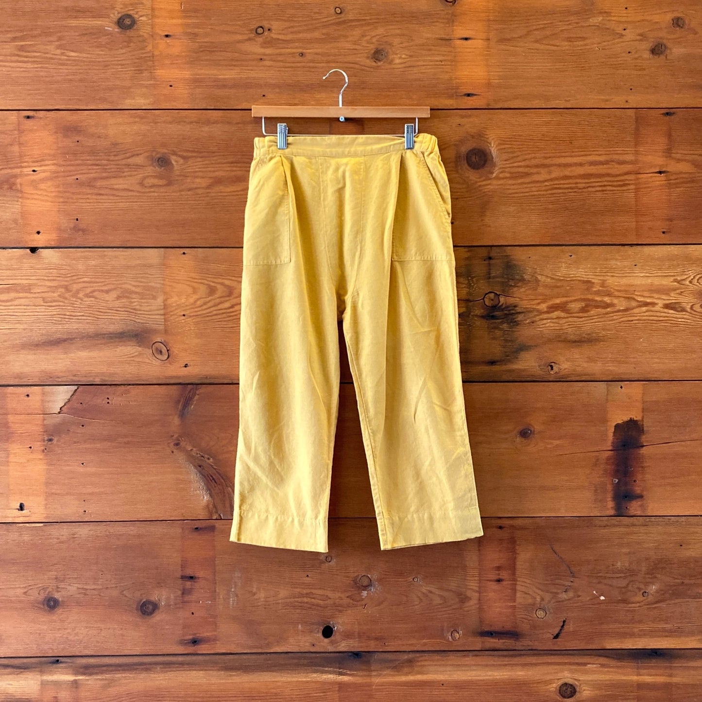 2 / M - The Great Sunny Yellow Stretch Waist Linen Straight Leg Pants 0316CK