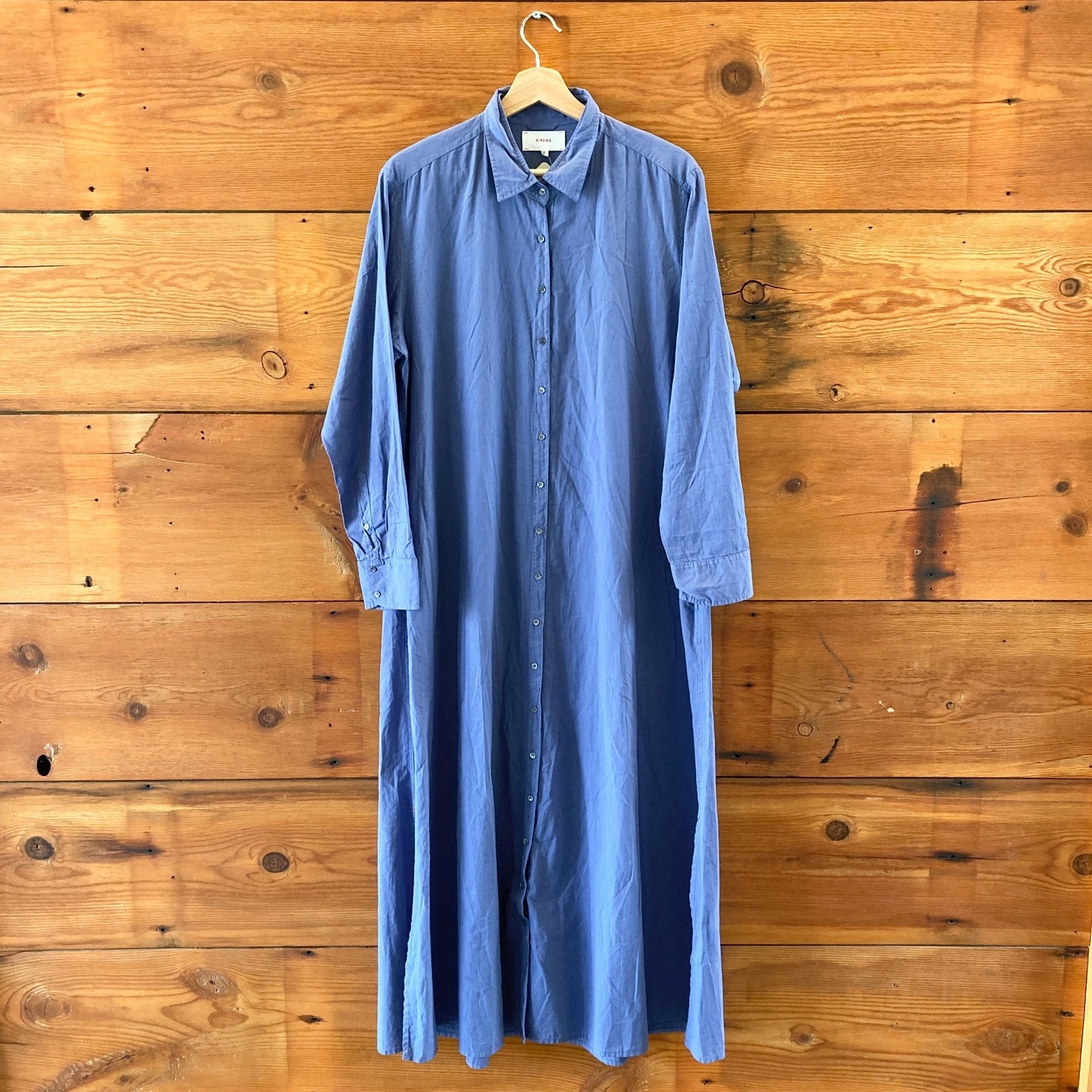 Xirena Blue Long Sleeve Loose Fit Cotton Maxi Boden Dress - Size M - 4427SC
