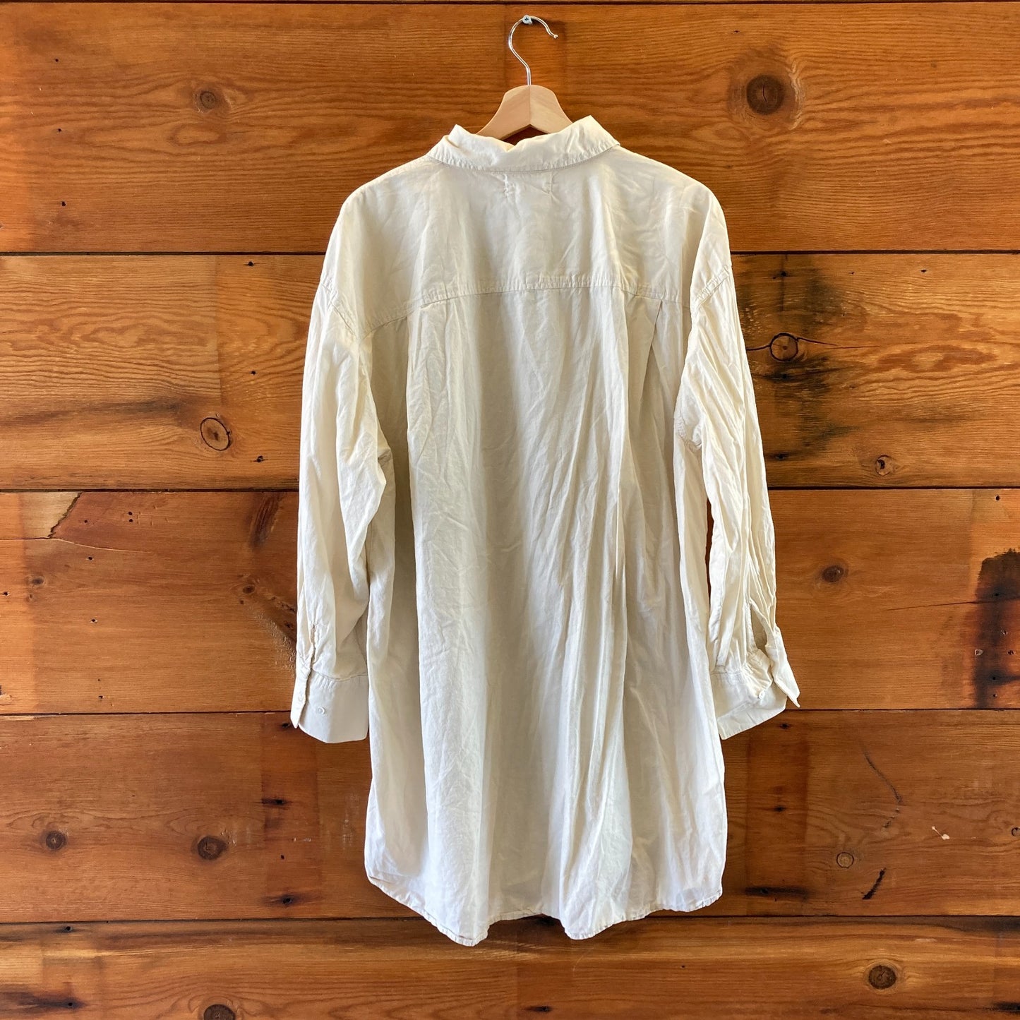 M - Velvet by Graham & Spencer Ivory Button Front Tie Waist Shirt Dress 0416JW