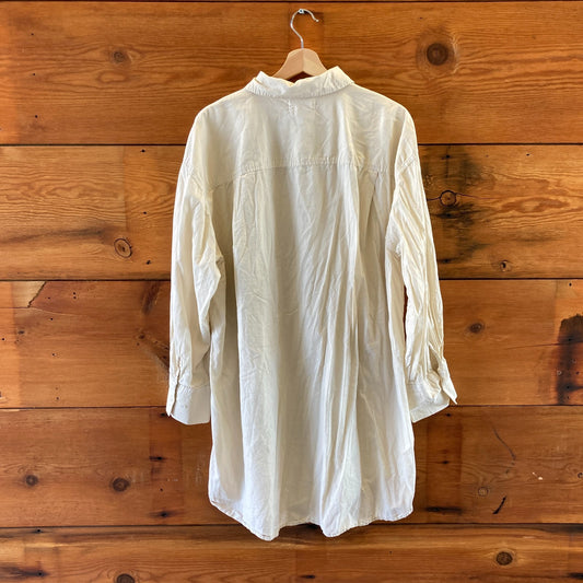 M - Velvet by Graham & Spencer Ivory Button Front Tie Waist Shirt Dress 0416JW