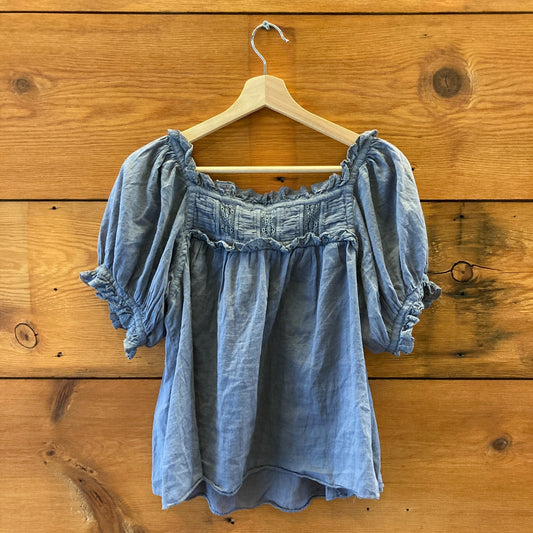 Doen Gray Short Sleeve Soft Organic Cotton Frances Top - Size S - 0502NR