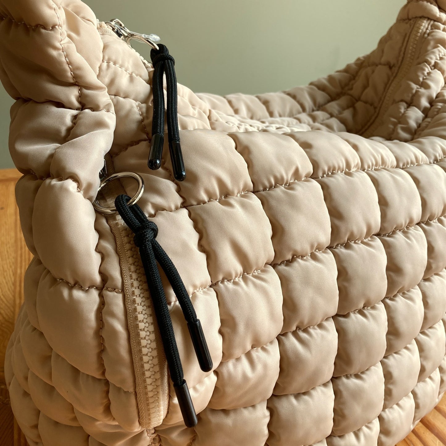 FP Movement Free People Tan Quilted Carryall Tote Shoulder Bag Gym - 0710SD