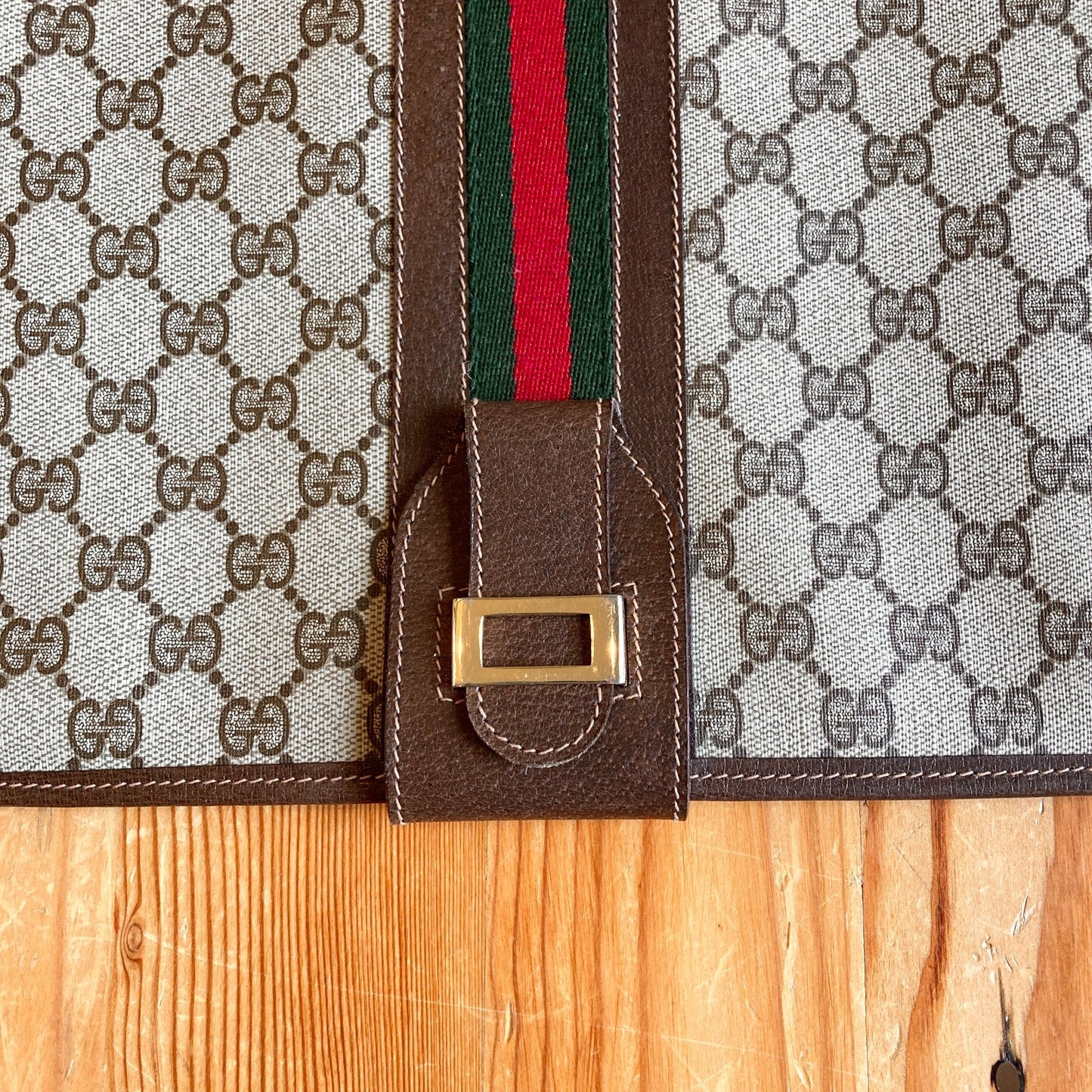 Vintage Gucci GG Monogram Supreme Sherry Web Ophidia Portfolio Laptop Bag 1227EL