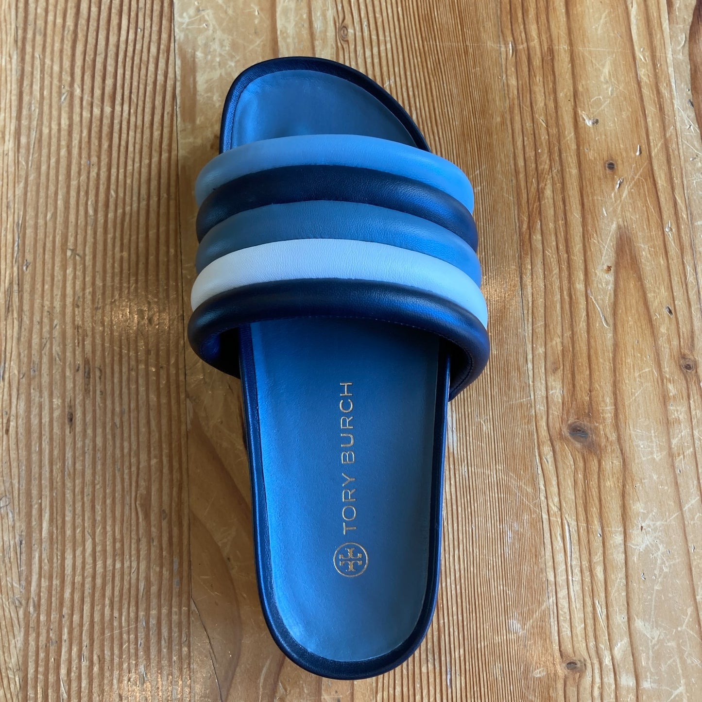 Tory Burch Blue Navy Puffer Quilted Flatform Sandals - Size 7 - 1120CB