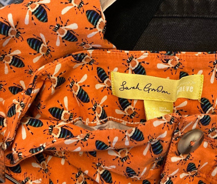 12 - Sarah Gordon x Maeve Anthropologie Orange Colette Bee Pattern Pants 0206BS