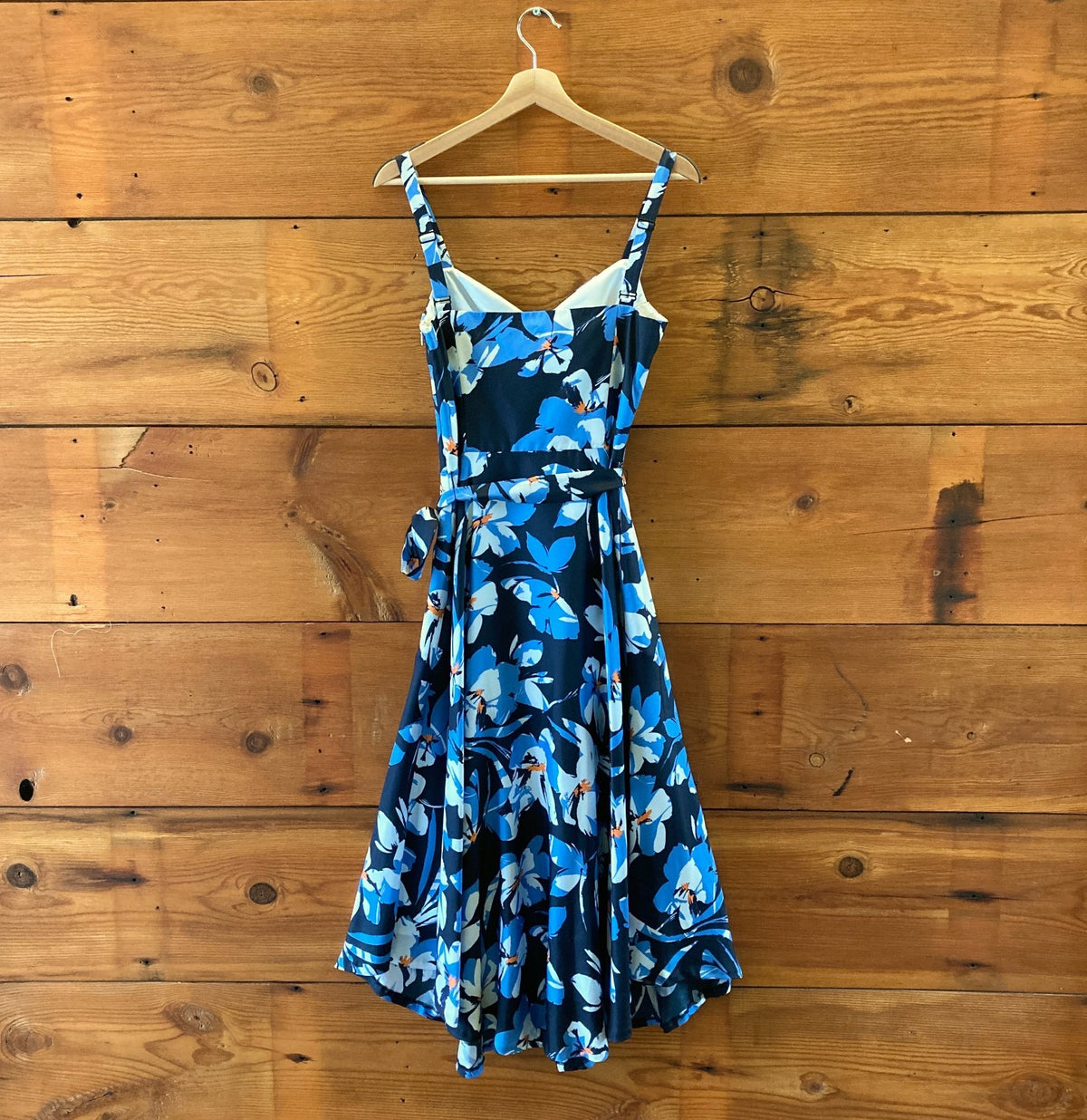 Milly Blue Floral Fit & Flare Sweetheart Neckline Dress - Size 10 - 1029SB