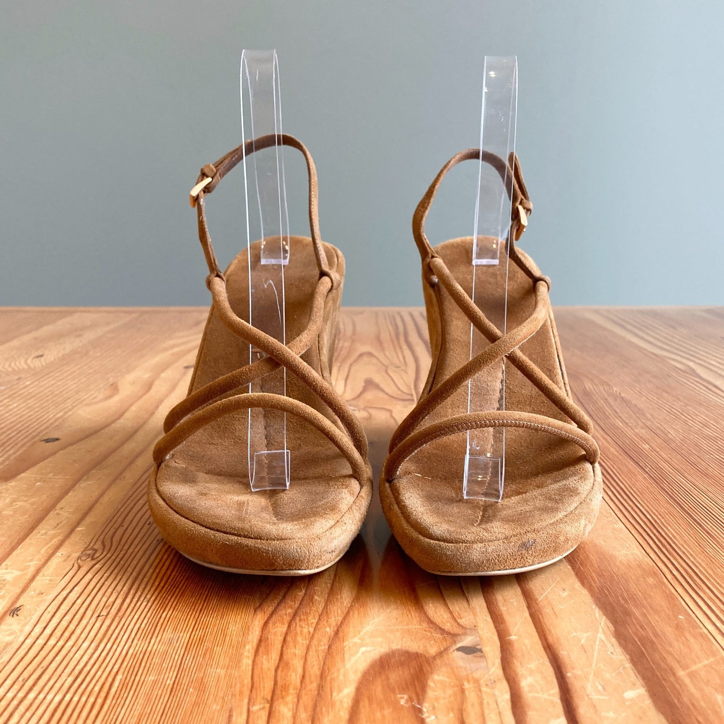 39 / 9 - Prada Tan Suede Leather Vintage Y2K Chunky Sandals Shoes 1021KD